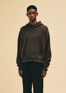 Dunn Cropped Knit Hoodie Brown Florence Black