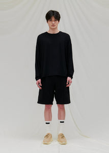 Essential Pleated Jersey Shorts - Black