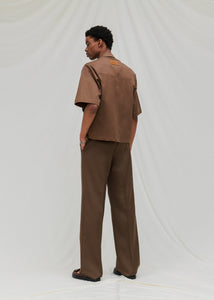 Brown Cropped Pocket Shirt