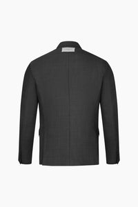 Grey Check Tailored Wool Blazer