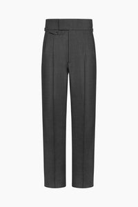Grey Check Tailored Wool Trousers