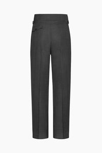 Grey Check Tailored Wool Trousers