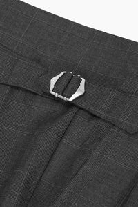 Grey Check Tailored Wool Trousers