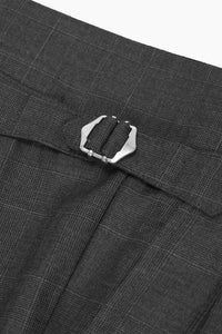 Grey Check Tailored Wool Trousers
