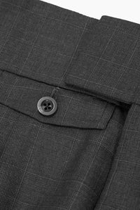 Grey Check Tailored Wool Trousers