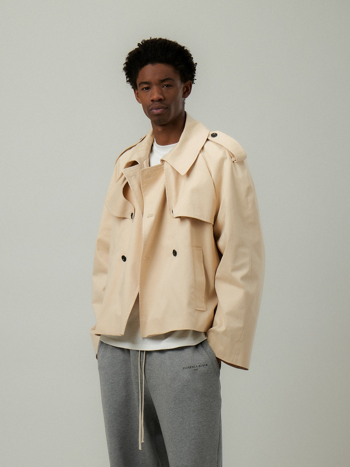 ジャケット・アウター AP STUDIO Chino Cloth Trench Coat Apphia Cropped Trench Coat – Florence Black