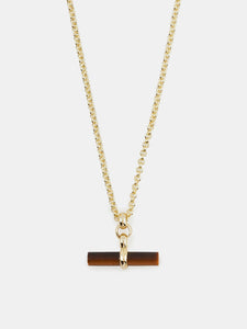 Gold Tigers Eye T Bar Necklace