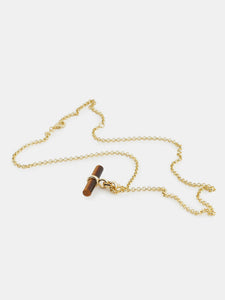 Gold Tigers Eye T Bar Necklace