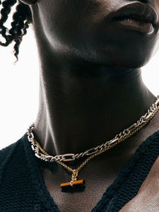 Gold Tigers Eye T Bar Necklace