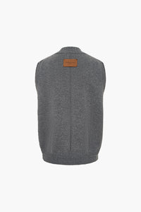 Grey Oversized V-Neck Vest