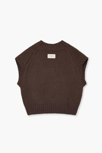 Cropped Lambswool V Neck Sweater Brown V2
